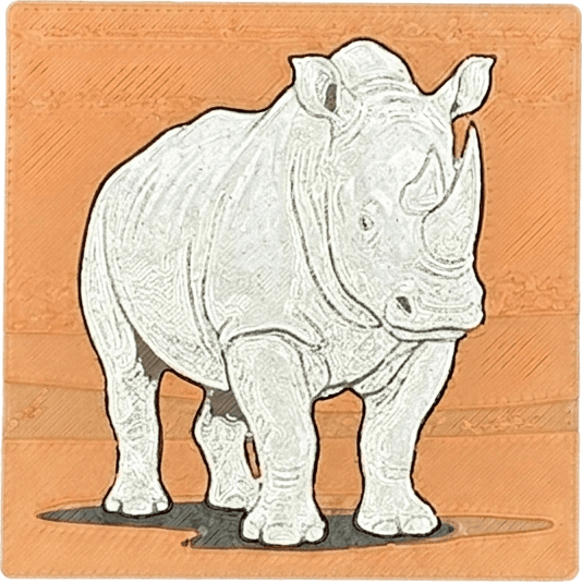 Gedruckte Kachel: Nashorn